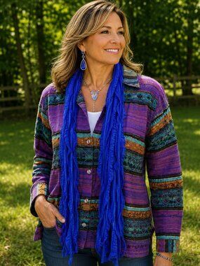 Royal Blue Thin Flutter Scarf Lightweight Women Accessory